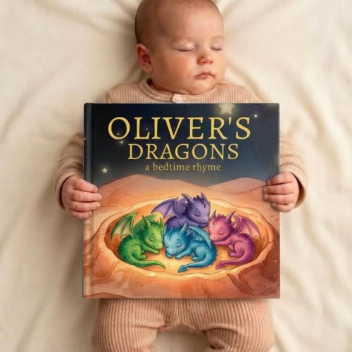 Personalized Dragon Bedtime Story Book, Custom Little Dragon Book, Fantasy Nursery Decor Gift, Dragon Theme Baby Keepsake, Baby Shower Gift