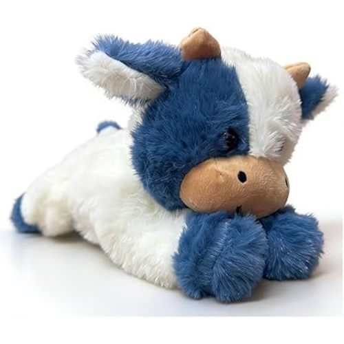 YUKOUQIAN Cute Cow Plush Stuffed Animal Doll Toy 10 inch for Girls Boys (pa Cow Blue)