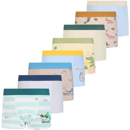 Boys Breathable Dinosaur Car Cotton Boxer Brief Underwear Sets