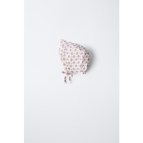TEXTURED FLORAL BONNET - Pink | ZARA United States
