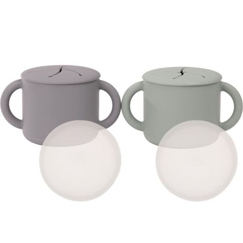WeeSprout Snack Containers, Food Grade Silicone Cups, Spill-Proof Tops for Toddlers & Babies, Set of 2 Snack Catchers