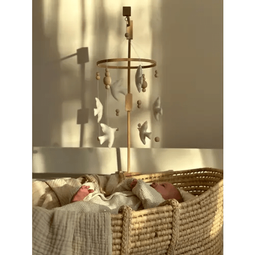 White Bird Baby Mobile: Felt Nursery Decor, Gender Neutral