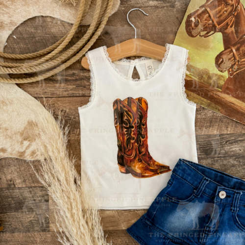These Boots Lace Tank (infant)(white) – theFRINGEDpineapple