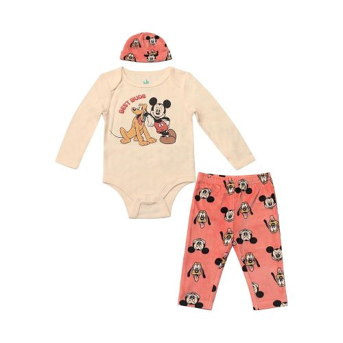 Magic Threadz Disney Clothes Baby Boys Bodysuit, Pants & Hat 3-Piece Outfit – Mickey, Pooh, Stitch, Cars, & Spiderman (0–9M)