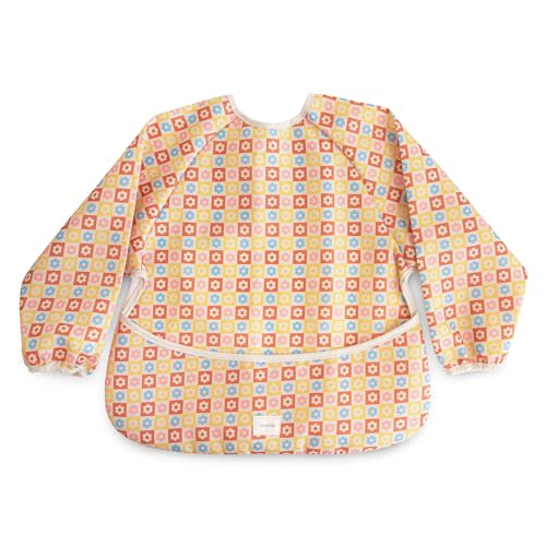 mushie Long Sleeve Baby Bib | Water Resistant Adjustable Fit for Ages 6-24 Months