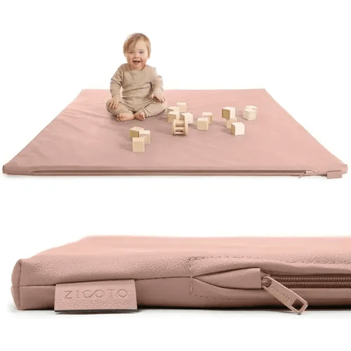 Stylish Vegan Leather Baby Play Mat - Soft, Easy to Clean Floor Mat Creates A Safe Play Area for Your Baby - The Perfect Modern Foam Playmat Fits Nicely with Your Kids Playroom Or Home Decor