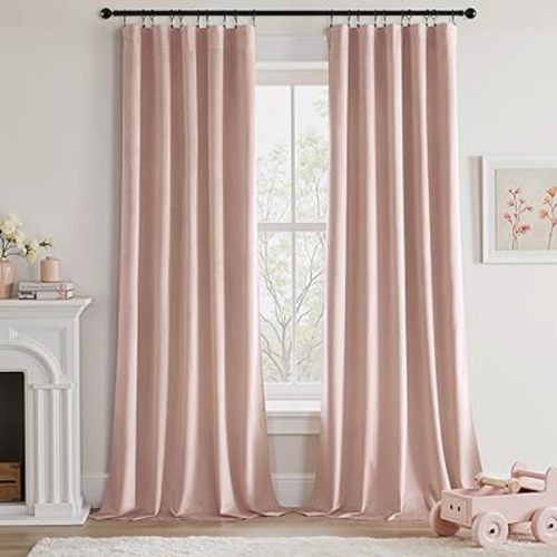 MIULEE Baby Pink Velvet Curtains 84 Inch Long Luxury Super Soft Thermal Insulated Blackout Curtains Room Darkening Drapes Rod Pocket for Nursery Bedroom Living Room Set of 2 Panels, W40 x L84 Inch