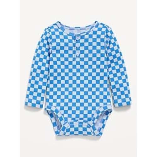 Printed Long-Sleeve Henley Bodysuit for Baby | Old Navy