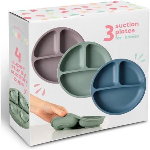Rent Baby Gear INCLUDING ChériKid Suction Plates for Baby, Toddlers - FEATURES SUPER STRONG QUADRUPLE SUCTION - 100% Food Grade Silicone Toddler Plates with Suction - Unbreakable Divided Kids Baby Plates with Suction Plate | BabyQuip