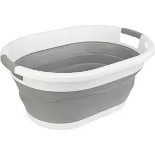Collapsible Laundry Basket - 39L (10.3-Gallon) Portable Sink - Multipurpose Plastic Bin, Hamper, or Ice Bucket - Camping Essentials by Wakeman Outdoors (Gray)