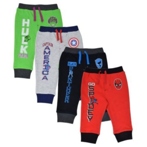 Baby Boys Hulk Black Panther Captain America 4 Pack Jogger Pants Newborn to