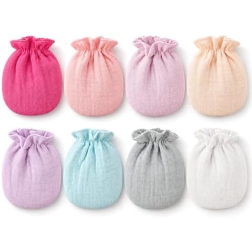 Amazon.com: 8 Pairs Soft Muslin No Scratch Baby Mittens for 0-6 Months Newborn | 100% Cotton Infant Gloves, Breathable Mittens with Elastic Wrist, Newborn Essentials for Baby Boys Girls: Clothing, Shoes & Jewelry