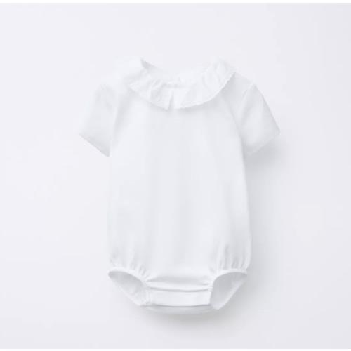 SWISS EMBROIDERY COLLAR BODYSUIT - Oyster-white | ZARA United States