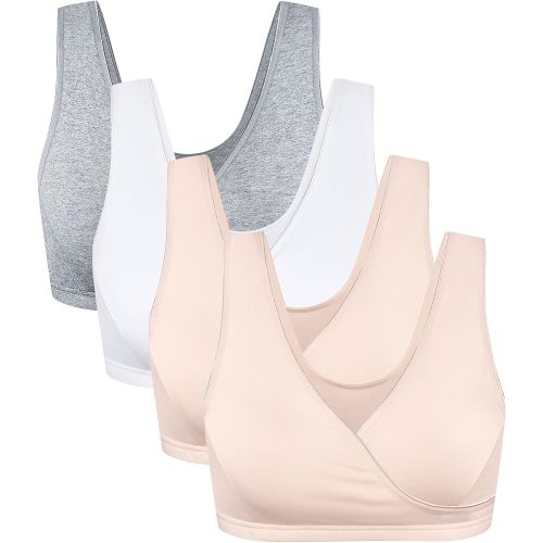 CAKYE 4 Pack Nursing Sleep Bras for Maternity and Breastfeeding Comfort Cotton Bralette