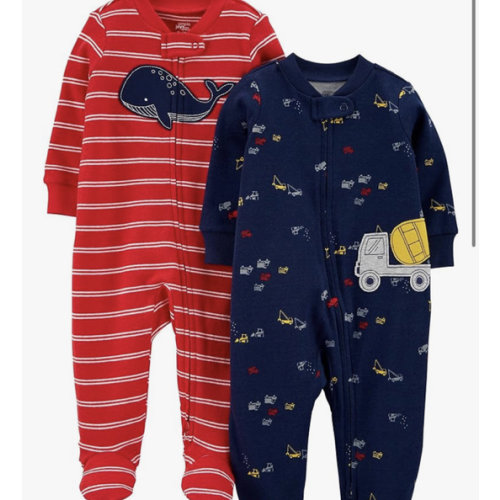 Simple Joys by Carter's baby-boys 2-way Zip Thermal Footed Sleep and Play, Pack of 2