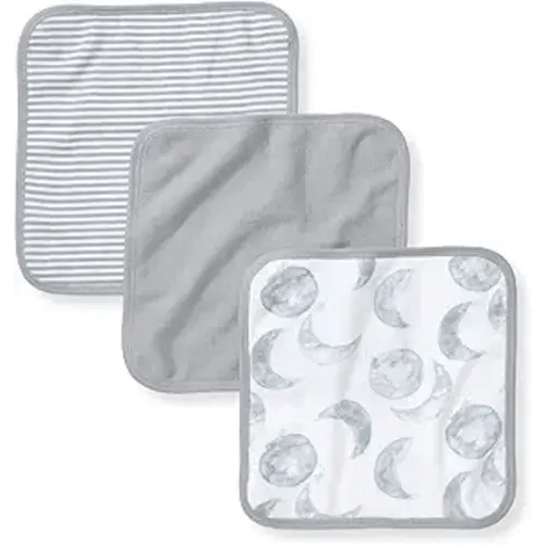 Burt's Bees Baby Infant Washcloths, 100% Organic Cotton, Soft and Super Absorbent Knit Terry & Woven Terry Wash Cloth