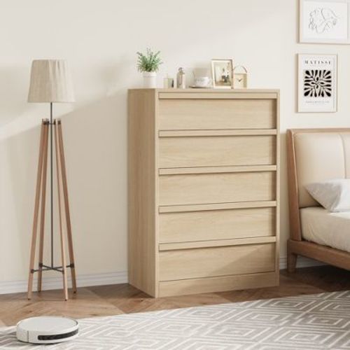 Dresser with 5 Drawer for Bedroom, Tall Dresser with Large Drawers Storage, Dresser Organizer for Living Room, Nursery, Entryway