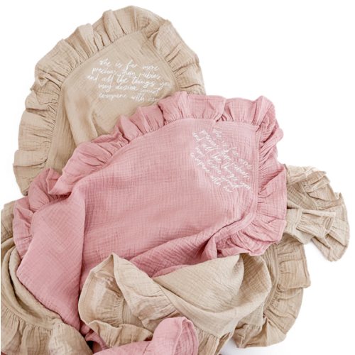 She is Far More Precious Ruffle Swaddle Blanket – OUR HOUSE ABOVE