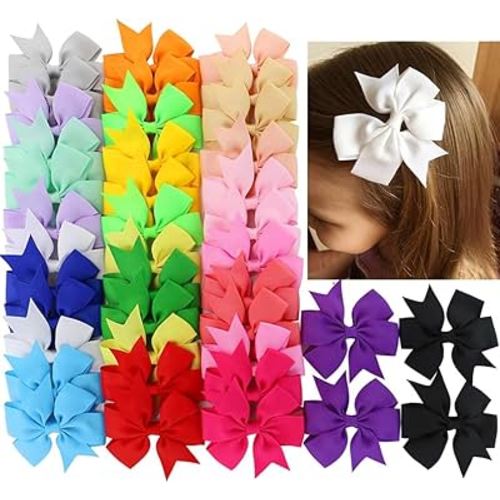 40Piece 3 Inch Boutique Grosgrain Ribbon Pinwheel Hair Bows Alligator Clips For Girls Babies Toddlers Accessories Teens In Pairs
