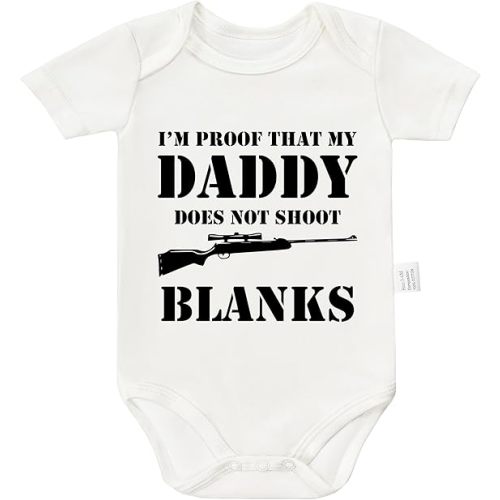 I'm Proof That My Daddy Does Not Shot Blanks Bodysuits, Boys Girls Cotton Romper Short Sleeve Jumpsuit Outfits 0-24 Months