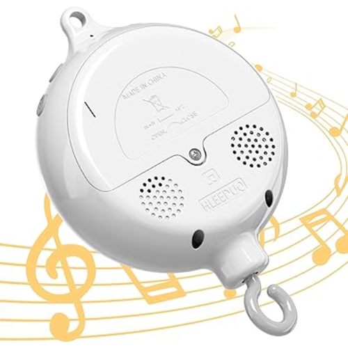 FEISIKE Crib Mobile Motor, Baby Music Box Spinner with 3 Modes(Spin Only, Music Only, Spin & Music) 0-100 Volume Control,35 Lullabies,Portable Sound Machine,Auto-Off 30 Minutes, Battery Operated