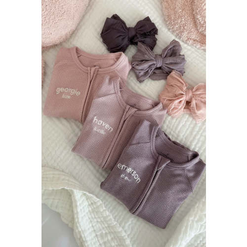 Embroidered Bamboo Waffle Convertible Zip Rompers | In Bloom