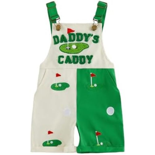 Rtnnsbbfcm Toddler Baby Boy Girl Golf Outfit Daddy's Caddy Overalls Contrast Color Sleeveless Jumpsuit Cute Summer Clothes