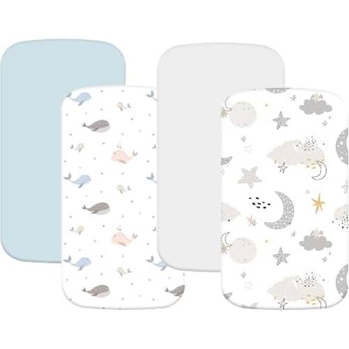 Amazon.com: 4 Pack Bassinet Sheets Compatible with 20" x 35" Newton, Jimglo 3 in 1, HARPPA and Larex 3 in 1 Baby Bassinet, Soft and Skin-Friendly, Blue Dolphin & Cloud