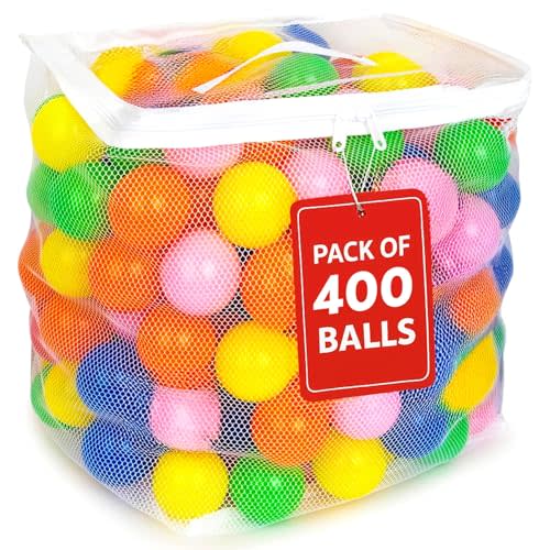 Play Balls for Ball Pit, Plastic Crush Proof, Phthalate & BPA Free, Assorted Colors. (400 Balls)