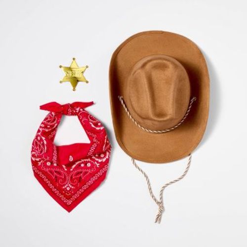 Pretend Play Cowboy Accessory Pack with Hat, Bandana & Badge - Gigglescape™
