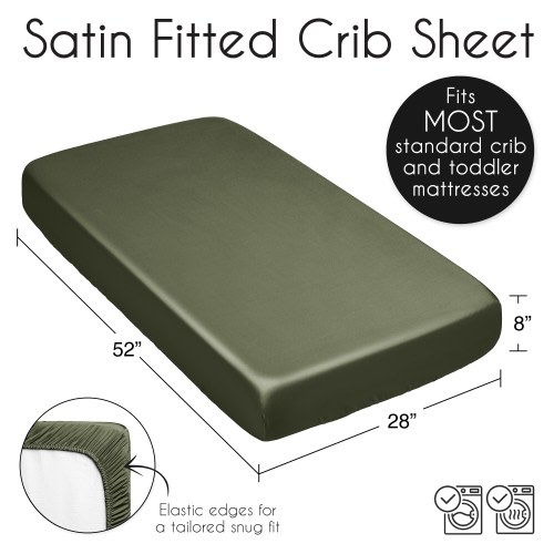 Sweet Jojo Designs Dark Green Boy Girl Gender Neutral Satin Fitted Crib Sheet Solid Color Hunter Forest Olive for Woodland Camo