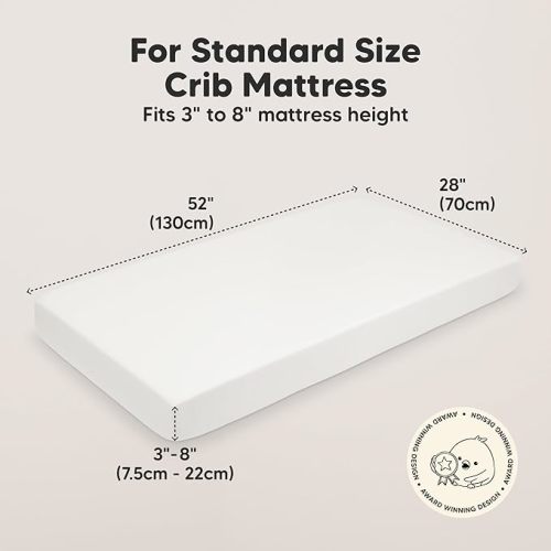 KeaBabies 2-Pack Organic Crib Sheets for Boys, Girls - 52x28 Fitted Crib Mattress Sheet Neutral, Breathable Jersey Cotton Cover for Baby Bed, Toddler Mattress, Soft & Cute Prints (Soft White)