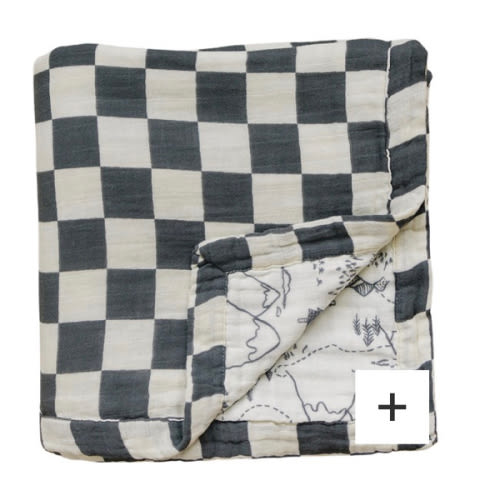 Charcoal Checkered + Summit Muslin Quilt