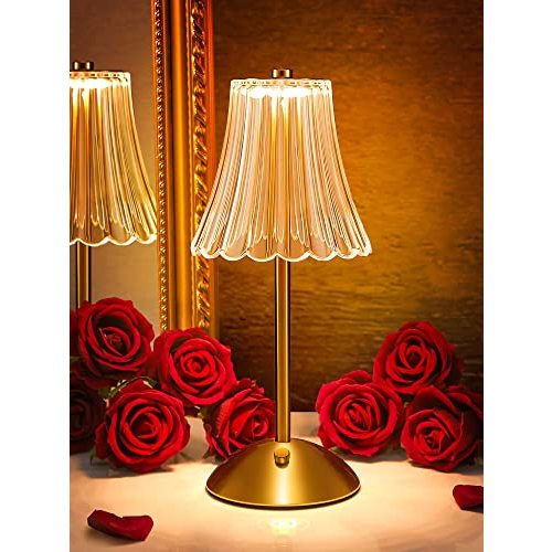 Vintage Lamp,2000mAh Rechargeable Lamps Small Cordless Lamps,3 Colors+10 Brightness+Touch Small Lamp for Kitchen Counter,Battery Operated Ambient Light for Bedroom/Bathroom Shower/Table,Gift for Girl