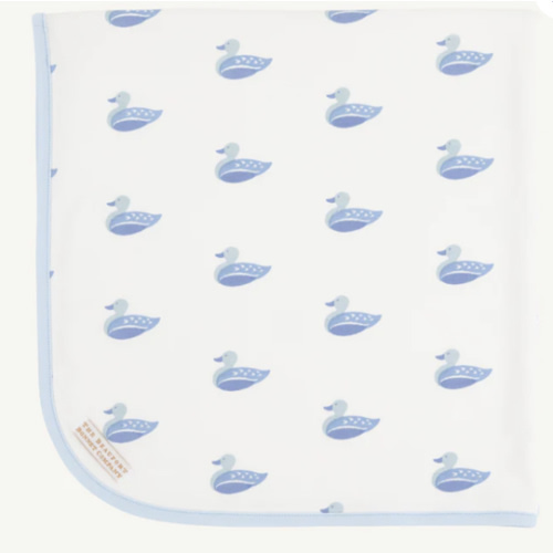 Baby Buggy Blanket - Merrimack Quack Quacks with Buckhead Blue