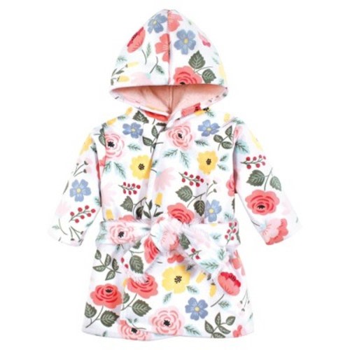Hudson Baby Girls Mink with Faux Fur Lining Pool and Beach Robe Cover-ups, Modern Botanical, 0-6 Months