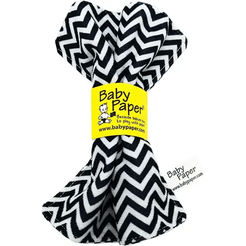 Original Baby Paper - Crinkle Teether and Sensory Toy for Babies and Infants | Black and White Zig Zag | Non-Toxic, Washable | Great for Baby Showers