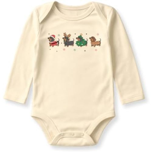 Christmas Dachshund Baby Bodysuit, Holiday Dogs Graphic Tee, Little Wiener Outfit for Dog Lovers