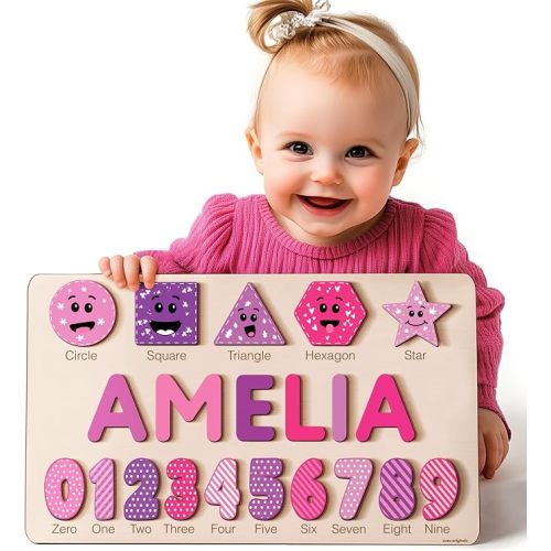 Zuzu Puzzle Puzzles for Toddlers Boy and Girl, Personalized Name Puzzle, Toy, Gifts for 0 1 2 3 Years Old, Babies Gifts, Baby Shower, Christmas, New Baby, 0 3 6 9 12 24 Months-TSCA,CPC Certified