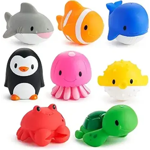 Munchkin Baby Bath Toy Squirts for Babies and Toddlers 9 Months and Up, Ocean Sea Animals Squirters, 8 Pack