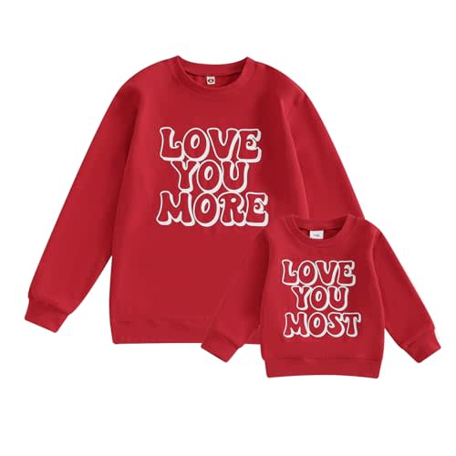 Aiwpstoin Mommy and Me Valentines Outfit Long Sleeve Crewneck Sweatshirt Pullover Family Matching Shirt Mama Baby Clothes