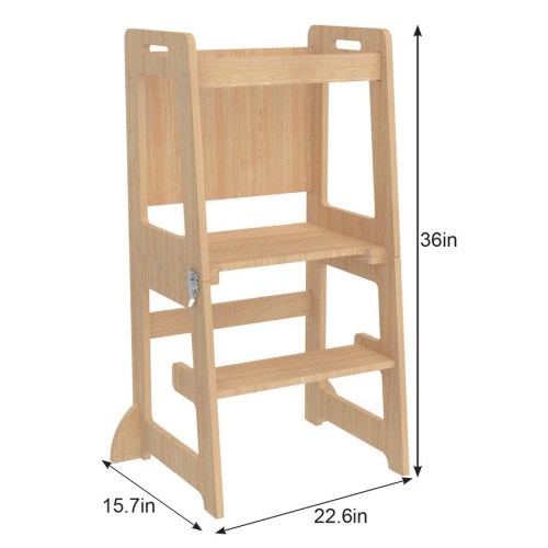 Date - 4 in 1 Kitchen Tower, Desk, Step Stool and Chalkboard - Natural