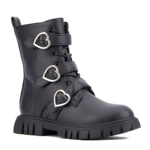 Olivia Miller Girl's Love Me Combat Boots - 5, Black