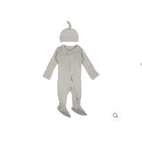 Light Gray Organic 2-Way Zipper Footie