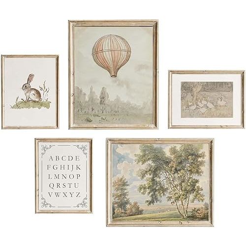 Vintage Nursery Wall Art Kids Canvas Poster Children Room Canvas Wall Decor Neutral Children Prints Country Posters Rustic Baby Room Art Prints Nursery Kids Artwork for Farmhouse Bedroom, Unframed