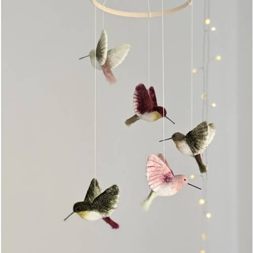 Hummingbird Baby Mobile: Needle Felted Nursery Decor