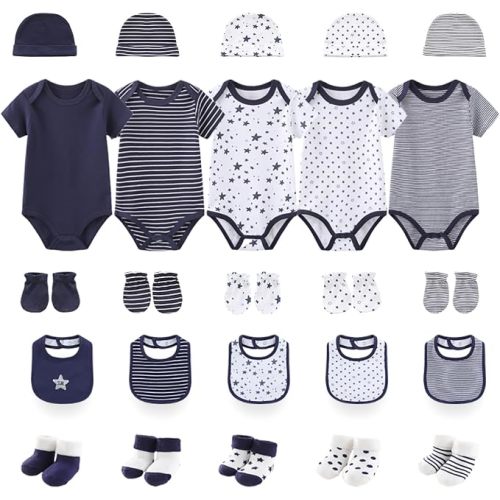 Newborn Baby Layette Gift Set 25-Piece Infant Boy Girl Clothes Essentials and Accessories 0-12 Months