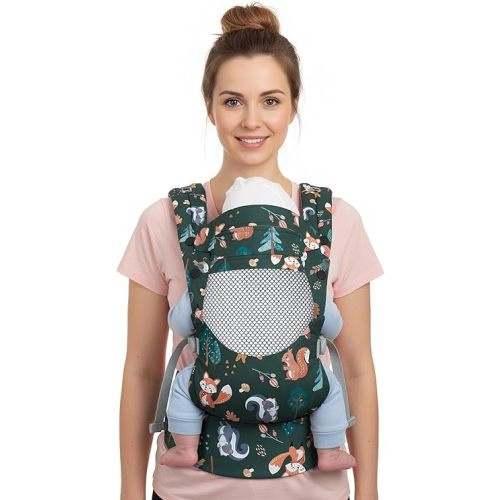 Baby Carrier, Ergonomic, Cozy, Breathable & Lightweight Infant Carriers for 7-66lbs with Lumbar Support, Easy to Wear Hands Free Embrace Toddlers Carrier for 3-36 Months, Animals