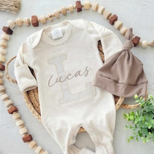 Monogrammed Onesie and Hat