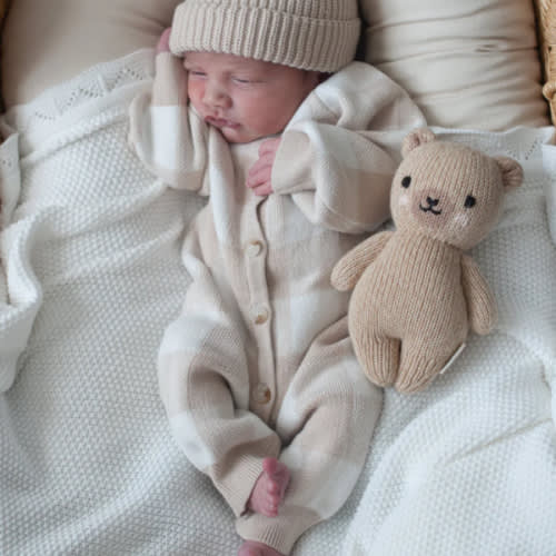 Gingham Knit Jumpsuit in Tan – Sweet June